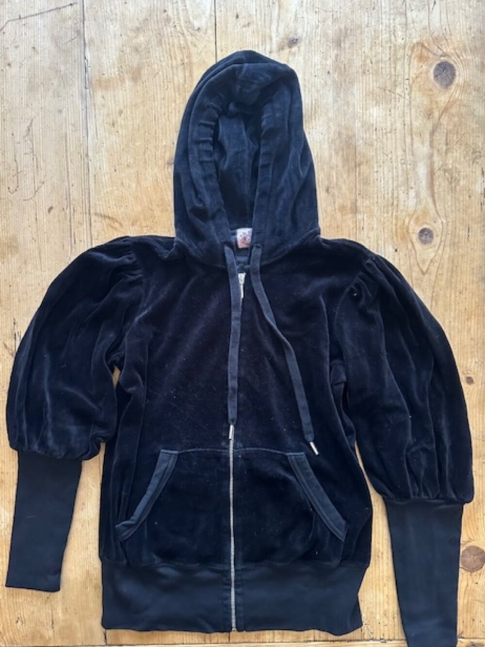 Juicy Couture Black Velvet Full Zip Hoodie Size L